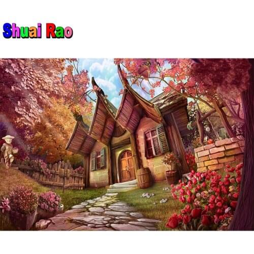 Fantasy landscape fairytale house 5d DIY Diamond Painting stitch mosaic full drill diamond embroidery icon gift kids room decor