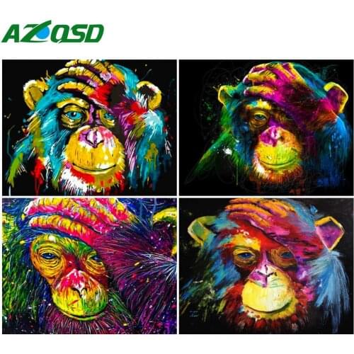 AZQSD DIY Paint By Numbers Animal Picture For Living Room Home Decoration 40x50cm Coloring By Numbers Monkey Handmade Gift
