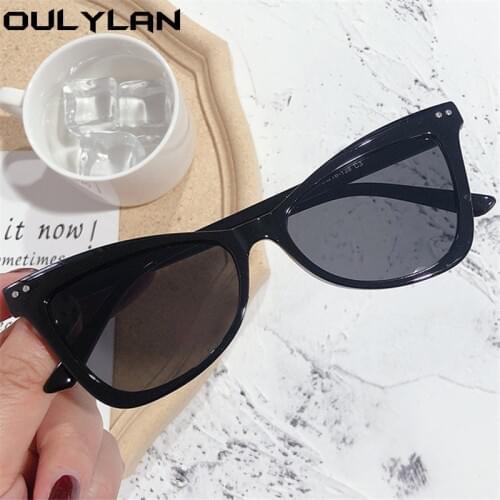 Oulylan Women Sexy Cat Eye Sunglasses Fashion Vintage Green Sun Glasses Ladies Classic Shades Eyeglasses UV400 Black Eyewear