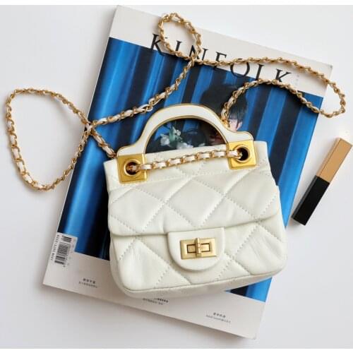 2021 Autumn Rhombus Chain Bag Sheepskin Mini Messenger Bag Mobile Phone Bag Leather Armpit Bag Tide