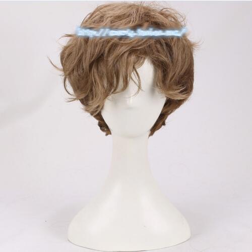 Fantastic Beasts and Where to Find Them Newt Wig Short Brown Gradient Curly Heat Resistant Synthetic Hair Cosplay Wig + Wig Cap