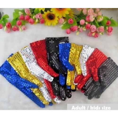 Performance gloves sparkle sequin dance gloves mitten for adult children fancy dress party supplies halloween costume accessory