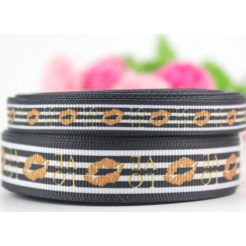 Black white stripe printed 9mm 16mm love striped grosgrain ribbon 10 yards gift wrapping tape Valentine party derection ribbons