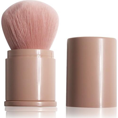 Portable Kabuki Brush with Cover for Travel Pink Fenty Style Soft Airbuki Powder Blush Cosmetic Makeup Brush Girls