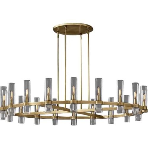 Postmodern all-copper villa lobby living room dining room atmospheric lighting simple designer light luxury chandelier