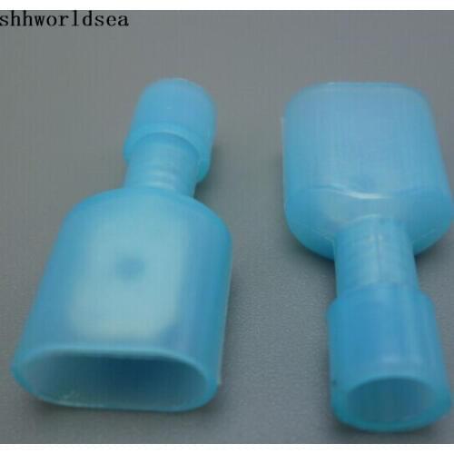 Shhworldsea 100pcs male blue Spade Crimp Connector Wire Terminal for 16-14AGW wire