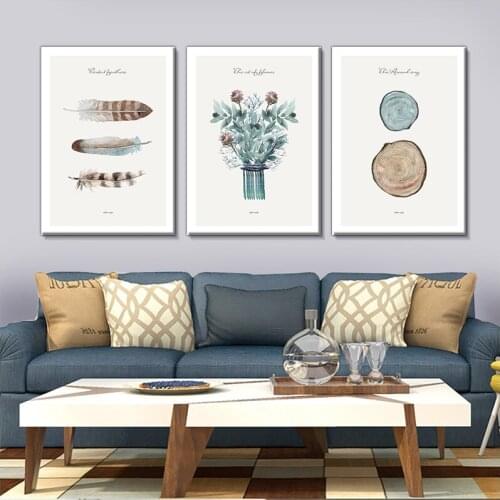 Modern Simple, Small Fresh Posters, Feather Flowers, Canvas Paintings, Rings, Watercolor Murals, Printing Family Gifts