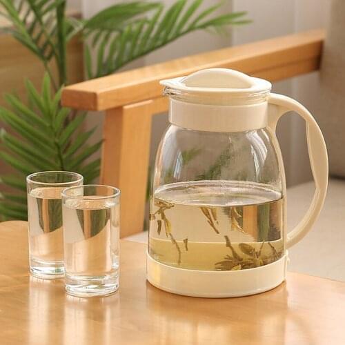 Juice Storage Glass Water Jug Teapot High Capacity Japanese Nordic Water Jug Transparent Carafe Eau Kitchen Supplies DE50SH