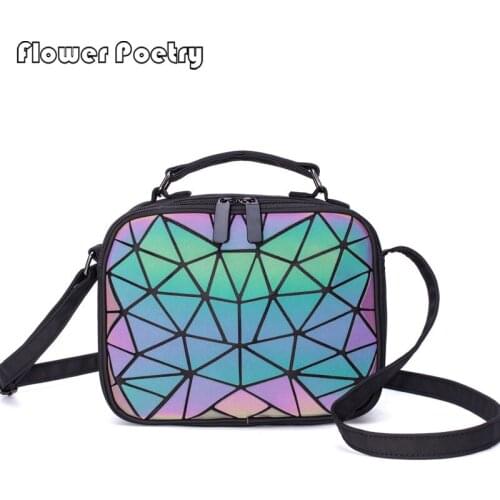 2021 New Ladies Shoulder Bag Geometric Handbag Crossbody Bags for Women Luminous Square Student Teenage Girl Laser Messenger Bag