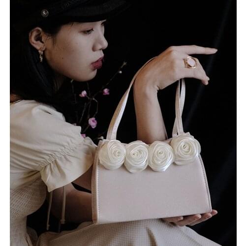 Women Totes Floral Shoulder Bags Luxury Apricot Vintage Handbag Fashion Small Evening Bags Wedding Purse 2020 New Ladies Gift