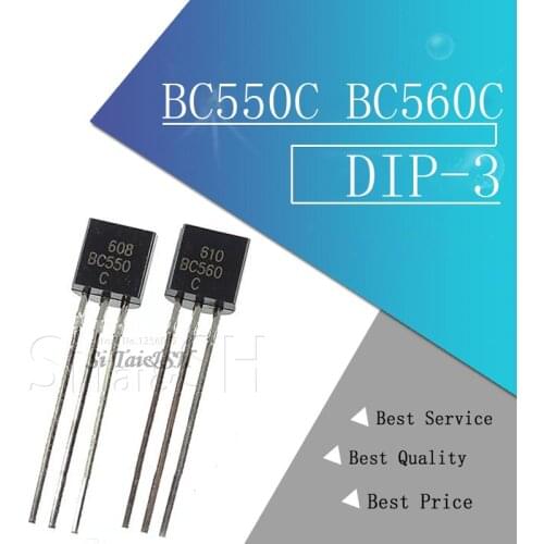 50PCS BC550C + BC560C each 25pcs BC550 BC560 TO92 Transistor DIP-3 45V 0.1A TO-92 New Original