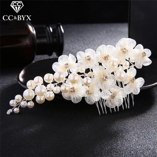 CC Hair Combs Hairpin Bridal Crown Wedding Accessories For Party Engagement Party Beach Jewelry Romantic Pearl Flower Gift hx159