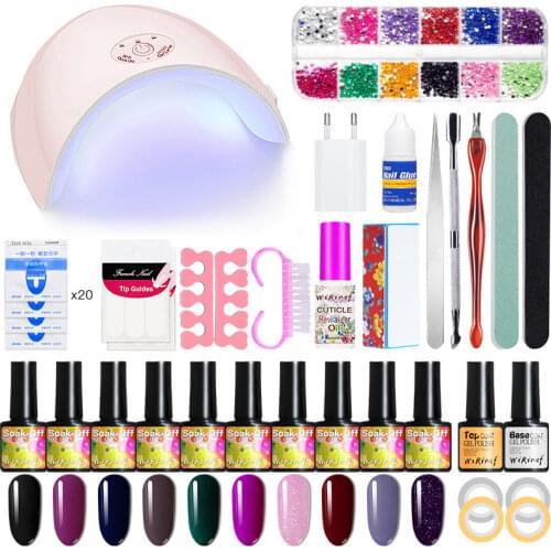 WiRinef 52pcsNail Polish 8ml Gel Nail Polish Soak off LED UV Hybrid Gel Varnishes Nail Primer Gel Lacquer DIY Nail Art Tool Suit