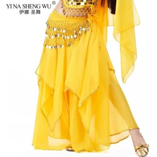 Belly Dance Skirt Professional Competition Sexy Chiffon For Women Belly Dance Skirt Costume Dancer Skirt 9 Color New