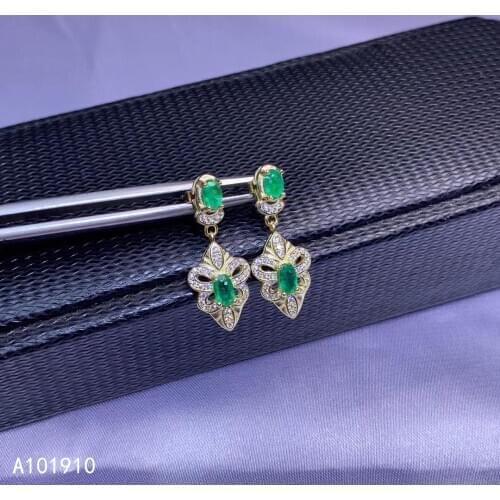 KJJEAXCMY boutique jewelry 925 sterling silver inlaid Natural Emerald ladies earrings support detection popular fashion