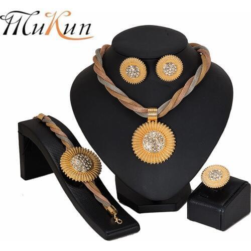 MUKUN nigerian wedding woman accessories jewelry set Brand Dubai Gold Jewelry Set Wholesale italian jewelry sets for women