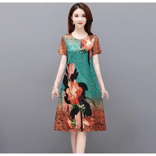 Oversize 6XL Women Casual Mulberry Silk Dress Short Sleeve Summer Beach Party Dresses Women Bodycon Party Vestidos