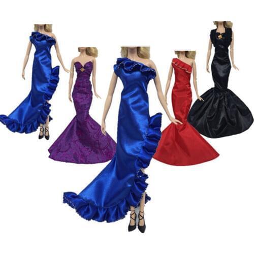 1pcs Fashion Ruffle Wedding Party Gown Mermaid Dresses Clothes for 30cm Doll Xmas Birthday Gift for