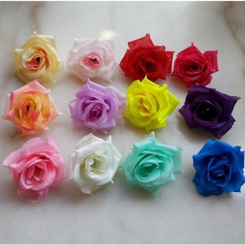 10pcs/Lot) 8cm Wedding Decoration Rose Artificial Flower head Multicolor handmade 5 layer rose flower head/artificial flowers