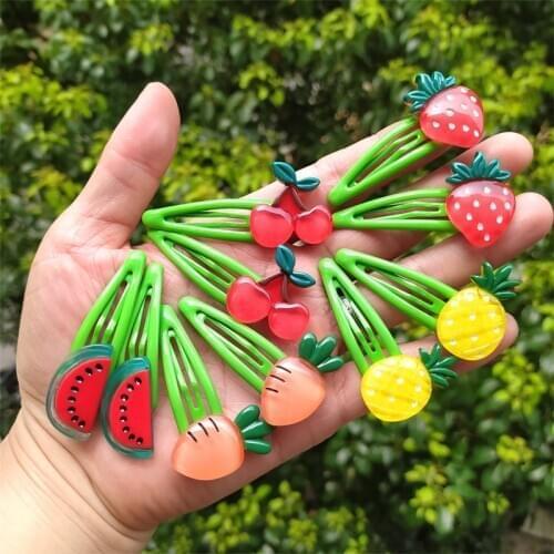 2PCS Cartoon Fruit Pineapple Lovely BB Clips Kids Hairpins Baby Hair Clips Headdress Girls Hair Accessories Children Headwear