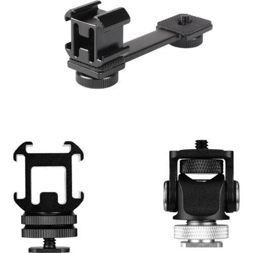3 in 1Triple Cold Shoe Mount Plate Microphone Stand LED Video Light Extend Bracket for Zhiyun Smooth 4 Feiyu Vimble 2 Dji osm2