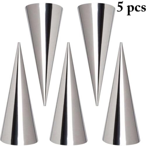 5PCS Cream Horn Molds Stainless Steel Baking Cones Non-Stick Cone Shape Bread Mold Croissants Dessert Pastry Kitchen Accessories