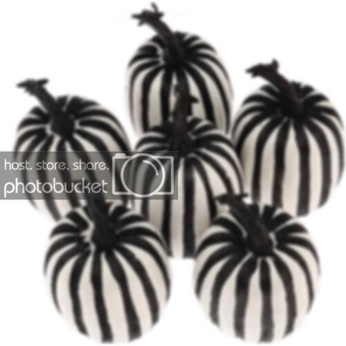 Gresorth 6pcs Fake Zebra-stripe Pumpkin Decoration Artificial White Pumpkins for Home Party Halloween Christmas Simulation
