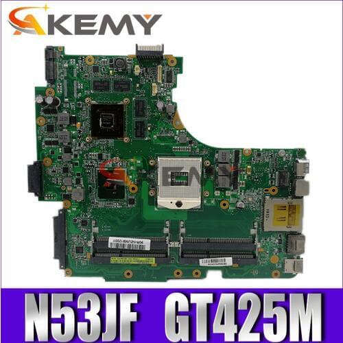 Akemy N53JF mainboard For Asus N53J N53JN N53JG N53JF N53JL laptop motherboard Test work 100% original W/ GT425M