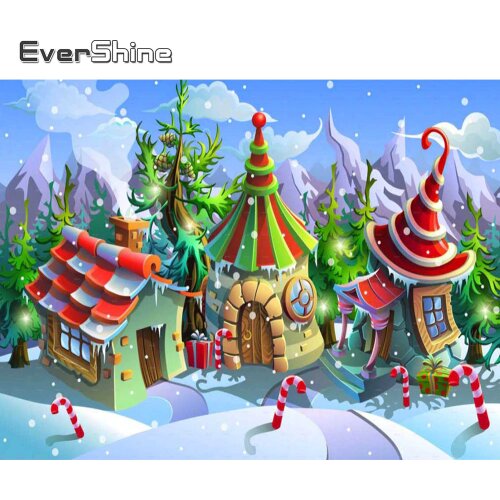 Evershine Diamond Painting Winter Landscape Cross Stitch Mosaic 5D DIY Diamond Embroidery House Rhinestone Kit Wall Decor Gift