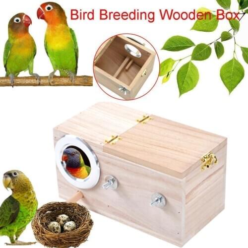 Pet Bird Wooden House Parakeet Nest Box Bird House Parrotlets For Lovebirds Budgie Breeding Bird Mating Box Wood Supplies B A8L2