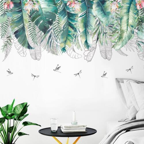 DIY 48*108cm Green Leaf Modern Home Decoartion Wall Sticker Living Room Bedroom Wall Decals Poster Mural