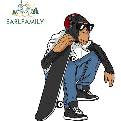 EARLFAMILY 13cm x 9.8cm Funny Car Stickers for Skateboarder Fashion Monkey Decals Personality JDM RV VAN Car Assessoires