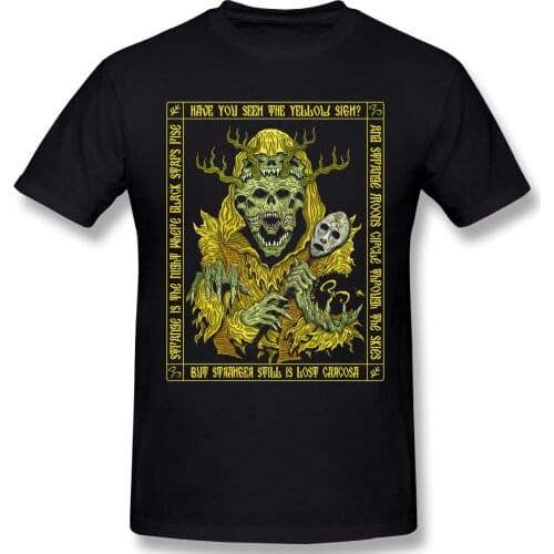 T-Shirt Men Yellow King Icon Azhmodai 100% Cotton Tees Crewneck Call Of Cthulhu Short Sleeve T Shirt 6XL Funny Plus Size Clothes