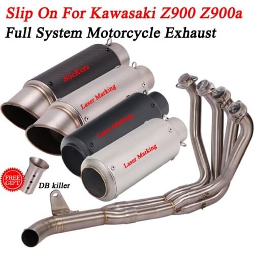 Slip On For Kawasaki Z900 Z900e 2017 - 2020 Full System Motorcycle Exhaust Modified Front Middle Link Pipe Muffler DB Killer