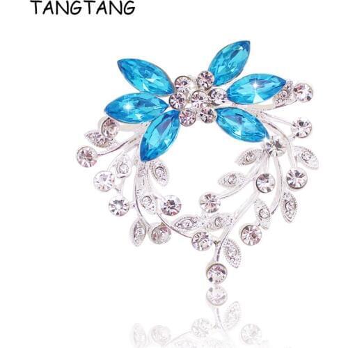 Hotsale Jewelry Women Marquise Rhinestone Crystal Flower Shiny Brooch Bouquet Wreath Multi Pins Wedding Gift, Item MO.: BH7561