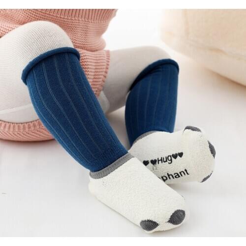 Newborn Infant Cotton Anti Slip Knee High Socks Winter Toddler Baby Girl Boy Thick Coral Fleece Dinosaur Animal Print Long Sock