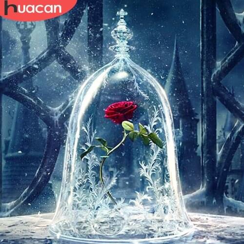 HUACAN 5D Diamond Painting Rose Flower Full Square Drill Home Decoration Embroidery Picture Handcraft Art Kit