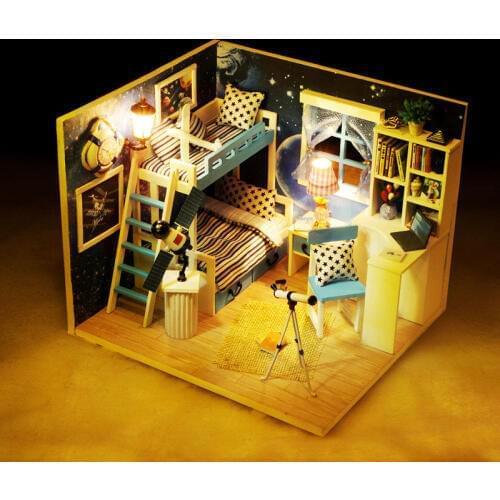 IiE CREATE Dollhouse Q005 Dearm Of Sky Miniatrue DIY Kit With Lights And Dust Cover