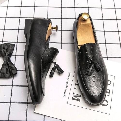 Italian Fashion Shoes Fashion Men Black Casual Leather For Trend Moccasins Summer Stylish Mens Piergitar Skin