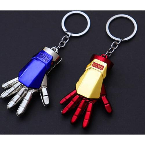 1Pcs Disney Avengers Ironman Action Figure Metal Tony Stark Iron Man Glove Key Chain Pendant Gift