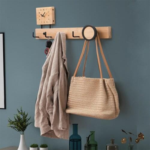 Wall-hung Type Wooden Decorative Wall Shelf Sundries Storage Box Prateleira Hanger Organizer Key Rack Wood Wall Shelf + clock