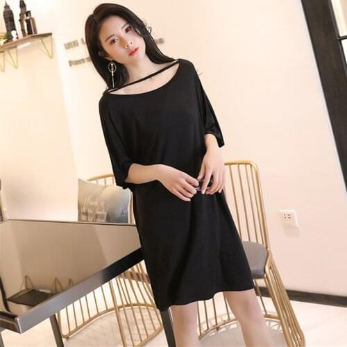 New Nightshirt Female Modal Cotton Loose Nightdress Women Short Sleeve Dress Hollow Out Sexy Lady Nightwear Summer Nightgowns