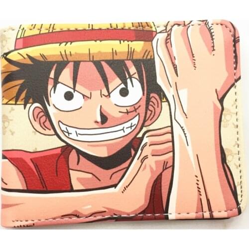New Arrival PU Japanese Anime Wallet One Piece Luffy Law Ace Short Purse With Coin Pocket Card Holder