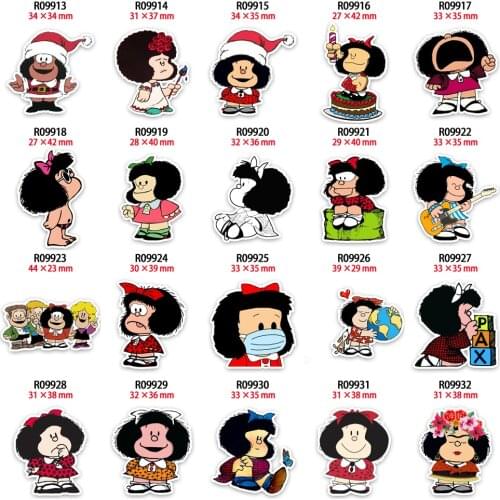 New Charm Acrylic Resin Smilling Mafalda Cabochon Character Printed 10pcs/lot for DIY Kids Decoration Crafts Accessori