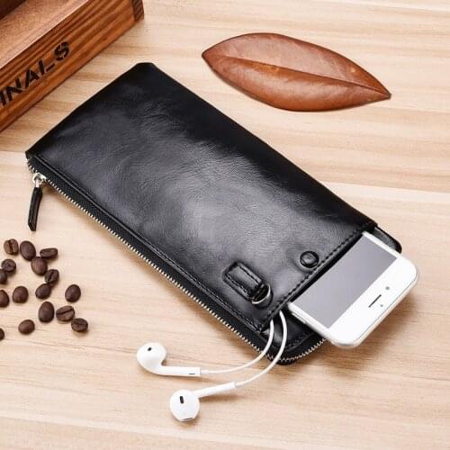 New Style Mens Long Hand Wallet Korean Youth Zipper Male Mobile Phone Bag Portable Ultra-thin Wallet