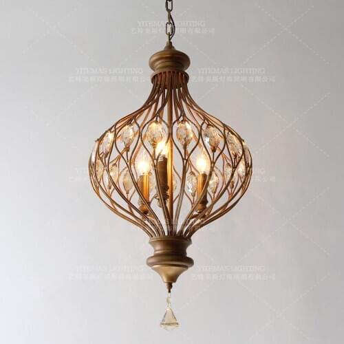 Loft crystal 3 lights pendant lighting fixtures for dinning houses lighting champion gold color suspension light fitting