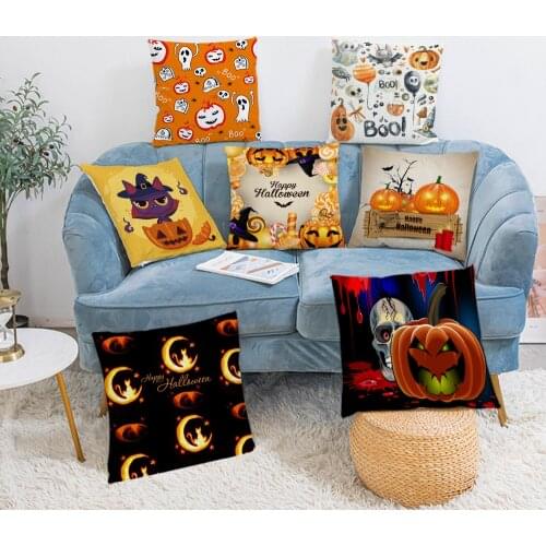 DropShipping Cute Animal Cat Pattern Pillow Cover Halloween Plush Cushion Cover Decorative Sofa Bed Car