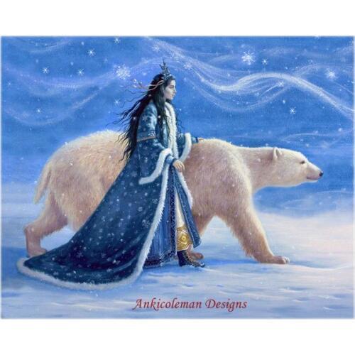 Needlework for embroidery DIY DMC High Quality - Counted Cross Stitch Kits 14 ct Oil painting - Snow Princess and the Polar Bear