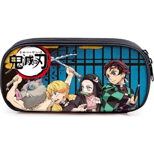 Demon Slayer: Kimetsu No Yaiba Pencil Bag Teenage Boy Girl Cosmetic Cases Kids School Supplies Stationery Storage Bag Makeup Bag
