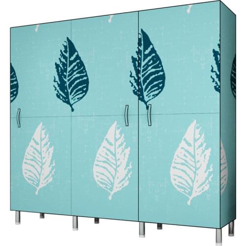 Cloth wardrobe full steel frame Oxford pipe reinforced thick double clothes storage cabinet household simple economical